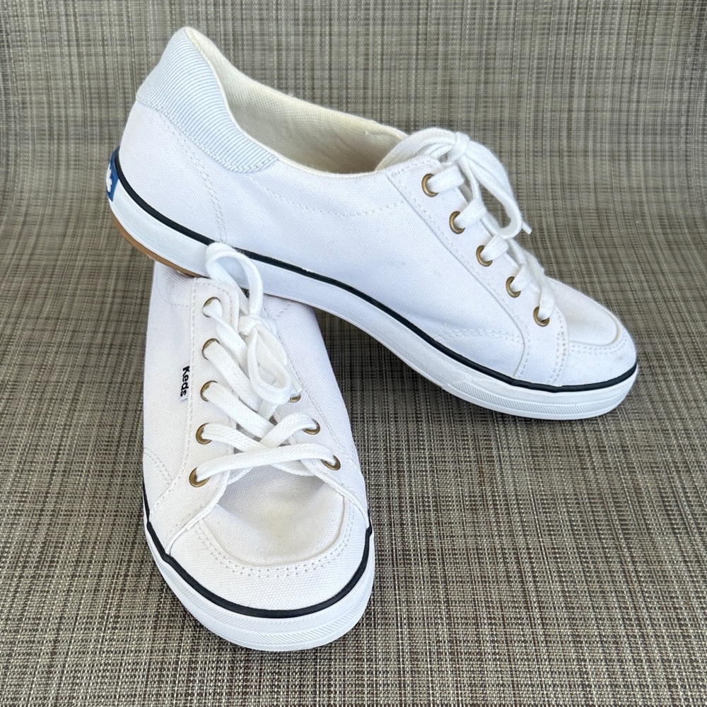White Women's Canvas Lace-Up Sneakers - Keds